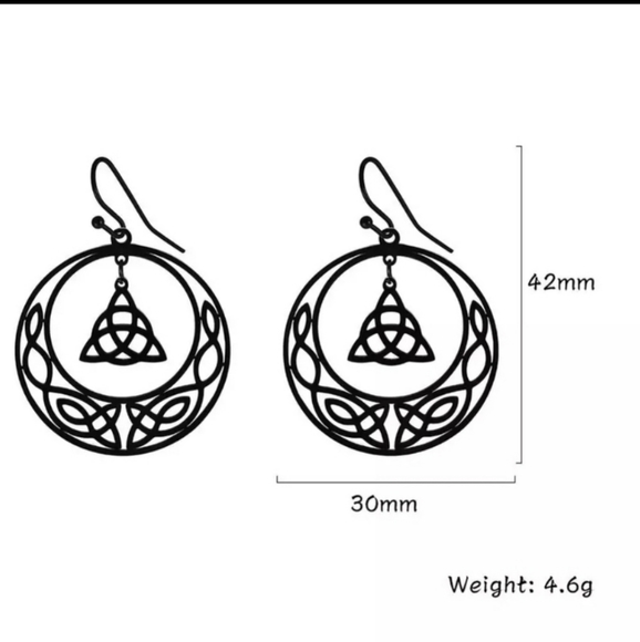 Stainless Steel Celtic Knot Earrings Wicca - Picture 2 of 2